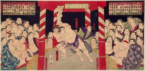 Sumo-Kampf zwischen Umegatani Totaro I und Haibirya von Japanese School