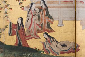 Detail von Frühling im Palast, sechsteilige Leinwand aus Die Geschichte von Genji (Detail) von Japanese School
