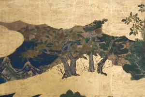 Detail von Frühling im Palast, sechsteilige Leinwand aus Die Geschichte von Genji (Detail)
