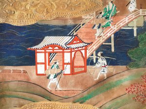 Osakazu Byobu - Japanischer achtteiliger Wandschirm