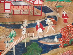 Osakazu Byobu - Japanischer achtteiliger Paravent