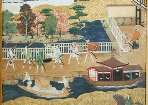 Osakazu Byobu - Japanischer achtteiliger Paravent