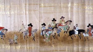Sechste koreanische Gesandtschaft nach Japan in Meireki 1 zur Zeit der Nachfolge von Tokugawa Ietsuna im Jahr 1651, möglicherweise von Kano Masunobu (1625-94) (Detail) von Japanese School