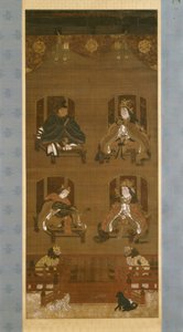 Die vier Gottheiten des Kōyasan-Tempelkomplexes, späte 14. Jahrhundert, Nanbokuchō-Periode (1336–1392), Hängerolle