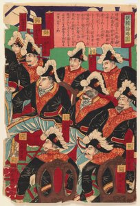 Drei Blätter eines Triptychons, 1868-1912 von Japanese School