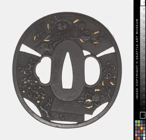 Tsuba: Chrysantheme, Kirsche, Iris
