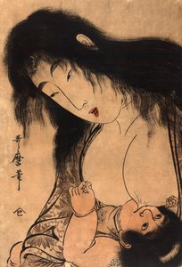Yamauba stillt Kintaro, um 1804