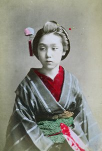 Junges Mädchen im Kimono, ca. 1860-70 von Japanese School