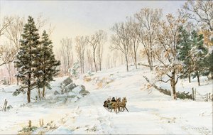 Winter auf der Ravensdale Road, Hastings-on-Hudson, New York, 1890 von Jasper Francis Cropsey