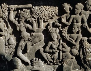 Relief aus dem hinduistischen Tempel von Javanese School