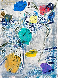 Fleur De Sel Nr. 09 Blaue bunte Monotypie, 2021