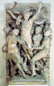 Les Bacchantes tanzen und spielen Musik. Relief von Jean-Baptiste Carpeaux (1827-1875) 1865-1869 von Jean Baptiste Carpeaux