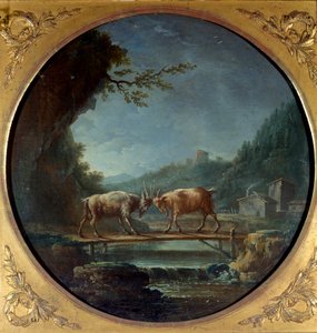 Beide Ziegen. Illustration zur Fabel von Jean de La Fontaine von Jean Baptiste Claudot