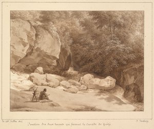 Vereinigung der beiden Bäche, die den Wasserfall von Grésy bilden von Jean-Baptiste Isabey