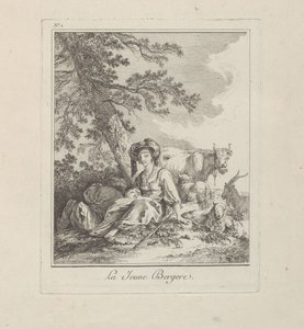 Die junge Schäferin, Tafel zwei aus Divers Habillements des Peuples du Nord von Jean-Baptiste Le Prince