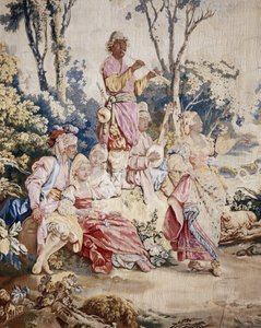 Das Freiluftbankett, Vorhang russische Spiele, (Detail) von Jean-Baptiste Le Prince