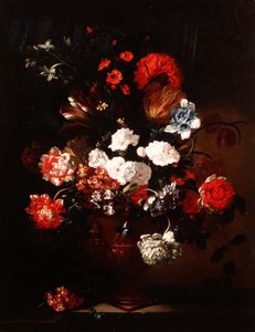 Stillleben mit Nelken, Tulpen, Pfingstrosen und anderen Blumen