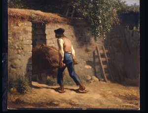 Bauer mit Schubkarre von Jean Francois Millet