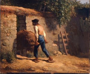 Bauer mit Schubkarre von Jean-Francois Millet