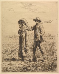Bauern auf dem Weg zur Arbeit von Jean-Francois Millet