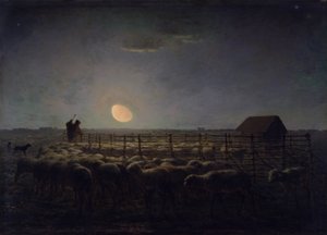 Der Schafstall, Mondschein von Jean Francois Millet
