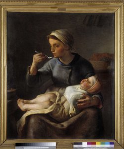 Frau füttert ihr Kind (Le porridge)