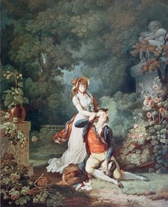 Der überraschte Liebhaber, graviert von Charles Melchior Descourtis