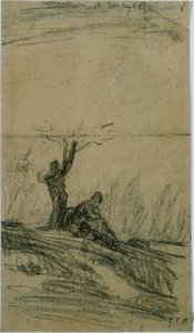 Figur unter einem Baum sitzend