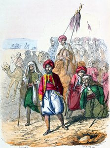 Ibrahim Pacha (1789-1848) marschiert zu Fuß mit seinen Truppen während des Feldzugs gegen die Wahhabiten von Jean Adolphe Beauce