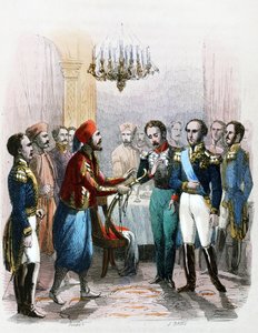 Begegnung zwischen Ibrahim Pacha (1789-1848) und dem Oberst Joseph Anthelme Seve (Soliman Pacha, Suleyman Pasha oder Soliman al-Fransawi Pasha) von Jean Adolphe Beauce