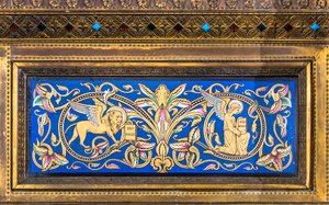 Tabernakel, linker Flügel: St. Markus und St. Matthäus. A. Chertier, Goldschmied in Paris von Jean Alexandre Chertier