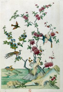 Zeichnung von einer chinesischen Vase: Vögel und Blumen von Jean Antoine Fraisse