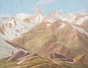 Ansicht des Massivs des Mont Blanc in der Nähe des Petit Jorasse, Grand Jorasse, le..., spätes 18.-19. Jahrhundert