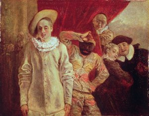 Harlekin, Pierrot und Scapin, Schauspieler der Commedia dell