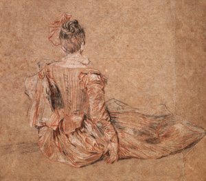 Studie einer Frau von hinten gesehen von Jean-Antoine Watteau, 1716-1718 von Jean Antoine Watteau