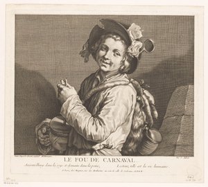 Junge mit einer Rumpelpot (Le Fou de Carnaval) von Jean Aubert