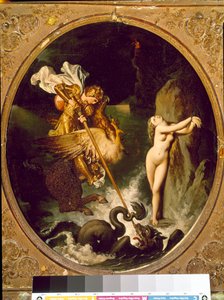 Roger befreit Angelique - Illustration des X. Gesangs von „Rasender Roland“ (Orlando furioso) von Ludovico Ariosto - Gemälde von Jean Auguste Dominique Ingres