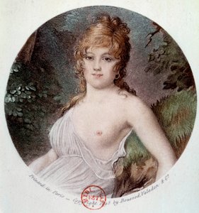 Porträt von Madame Tallian, geborene Cabarrus, Prinzessin von Caraman - Chimay (1773-1835) genannt Notre Dame de Thermidor. Lithographie nach Jean-Baptiste Isabey von Jean Baptiste (after) Isabey