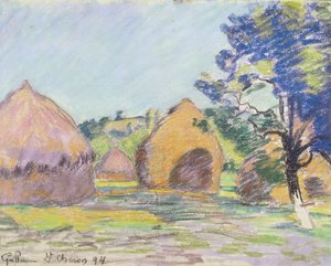 Heuhaufen in Saint-Cheron (Pastell auf Papier)
