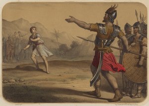 Goliath fordert David heraus von Jean Baptiste Auguste Leloir