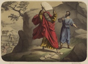 Moses zerbricht die Gesetzestafeln von Jean Baptiste Auguste Leloir