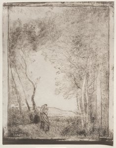 Eine junge Mutter am Waldrand von Jean Baptiste Camille Corot