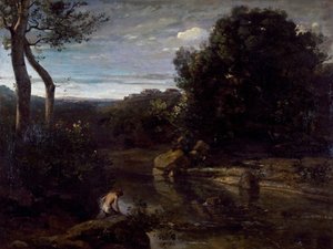 Ein Pastor beim Baden von Jean Baptiste Camille Corot