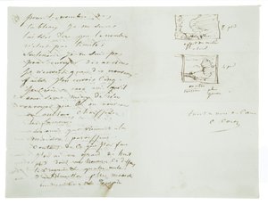 Autographenbrief an den Landschaftsmaler und Politiker Charles Le Roux, Paris, 29. Januar 1855 von Jean Baptiste Camille Corot