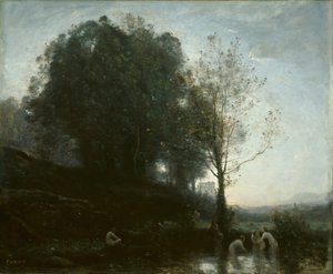 Badende Nymphen und Kind, 1855-1860 von Jean Baptiste Camille Corot