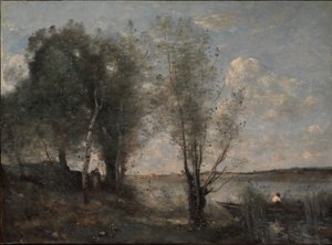 Bootsmann unter den Schilfrohren, ca. 1865 von Jean Baptiste Camille Corot