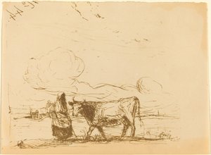 Kuh und ihr Hüter La Vache et sa gardienne, 1860 von Jean Baptiste Camille Corot
