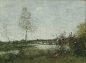 Ferne Ansicht von Corbeil, Morgen, ca. 1870 von Jean Baptiste Camille Corot