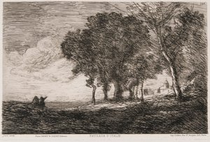 Italienische Landschaft von Jean Baptiste Camille Corot
