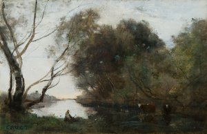 See: Sonnenuntergang, ca. 1820-1860 von Jean Baptiste Camille Corot